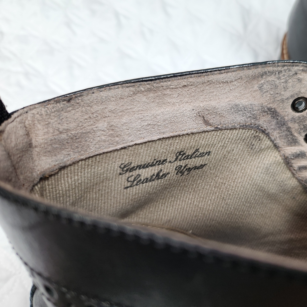 Banana Republic Genuine Italian Leather Black Brogue Wingtip Men's Boots 11.5 M - Picture 11 of 11